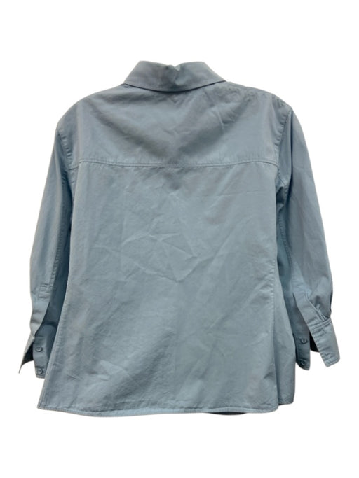 Akris Punto Size 10 Dusty Light Blue Cotton Button Down Collared 3/4 Sleeve Top Dusty Light Blue / 10