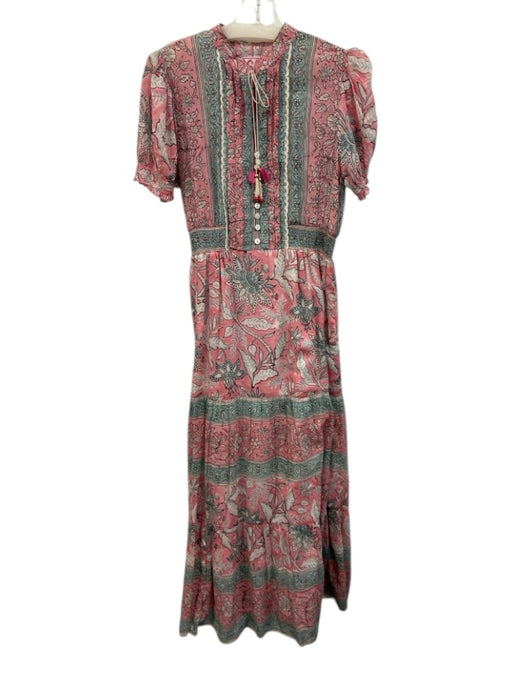 Sal Rosa Size M Pink, Blue, White Cotton Floral Half Button Short Sleeve Dress Pink, Blue, White / M