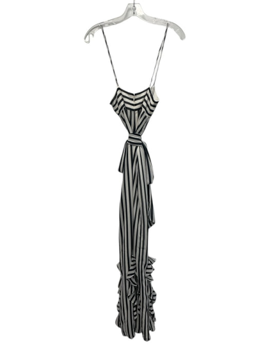 House of Harlow Size S Black & White Print Polyester Vertical Stripes Maxi Dress Black & White Print / S