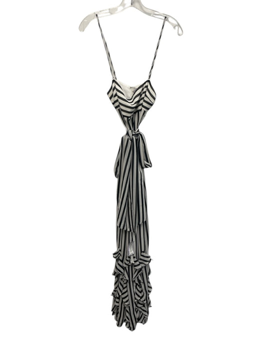 House of Harlow Size S Black & White Print Polyester Vertical Stripes Maxi Dress Black & White Print / S