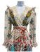 Zimmermann Size S / 1 White, Pink, Blue Cotton Wrap Floral Long Sleeve Dress White, Pink, Blue / S / 1
