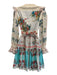 Zimmermann Size S / 1 White, Pink, Blue Cotton Wrap Floral Long Sleeve Dress White, Pink, Blue / S / 1