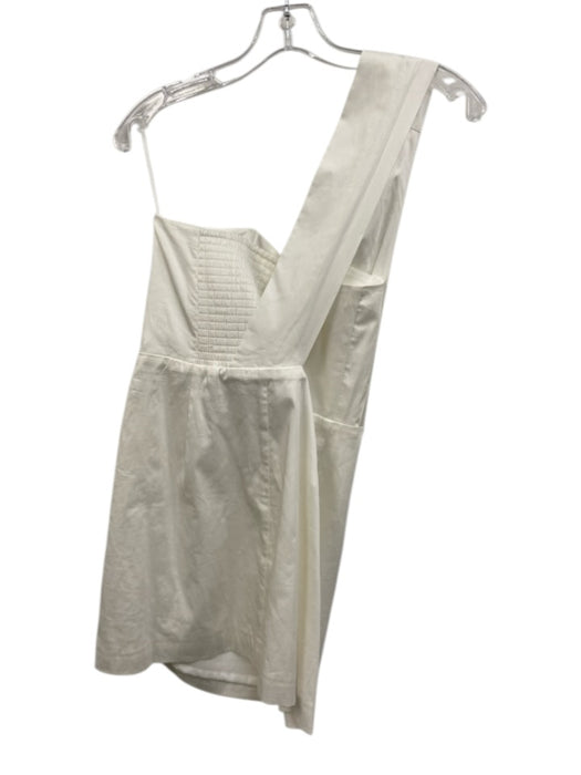 French Connection Size 6 White Cotton Blend One Shoulder Mini Flap Dress White / 6