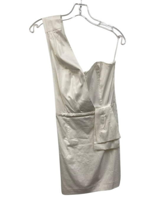 French Connection Size 6 White Cotton Blend One Shoulder Mini Flap Dress White / 6