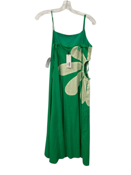 Strut & Bolt Size M Green & White Cotton Cut Out Floral Spaghetti Strap Dress Green & White / M