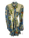 Alemais Size 6 Beige, Blue, Green Cotton Blend Floral Button Down Dress Beige, Blue, Green / 6