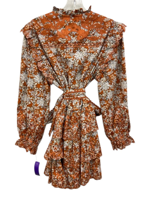 Christy Lynn Size L Orange & White print Cotton Floral Floral Embroidery Dress Orange & White print / L