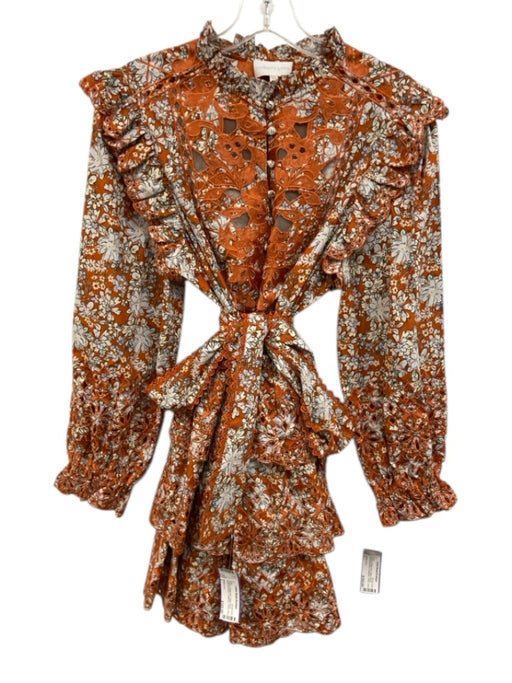 Christy Lynn Size L Orange & White print Cotton Floral Floral Embroidery Dress Orange & White print / L