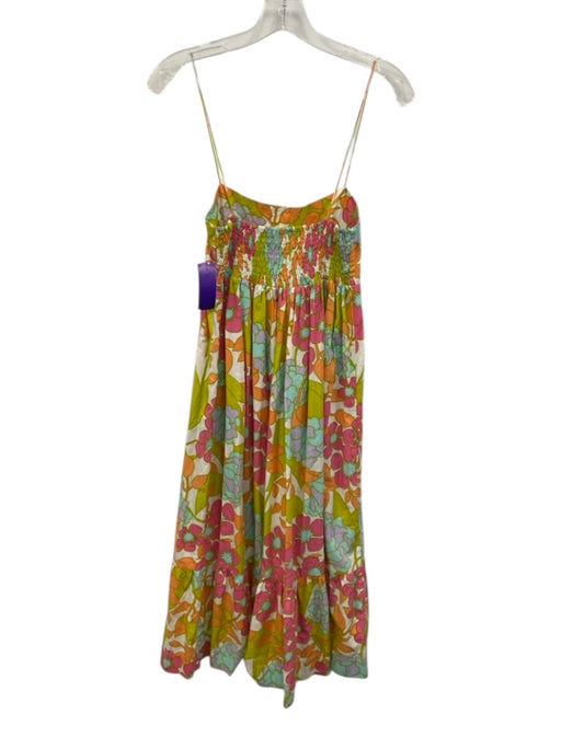 S/W/F Size XS Pink, Blue, Green Cotton Floral Spaghetti Strap Smocked Back Dress Pink, Blue, Green / XS