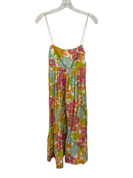 S/W/F Size XS Pink, Blue, Green Cotton Floral Spaghetti Strap Smocked Back Dress Pink, Blue, Green / XS