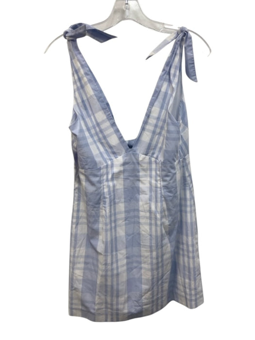 Loveshackfancy Size 6 Light blue & white Cotton Plaid Tie Shoulder Knot Dress Light blue & white / 6