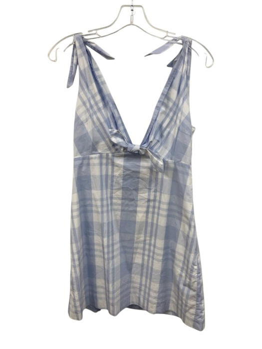 Loveshackfancy Size 6 Light blue & white Cotton Plaid Tie Shoulder Knot Dress Light blue & white / 6