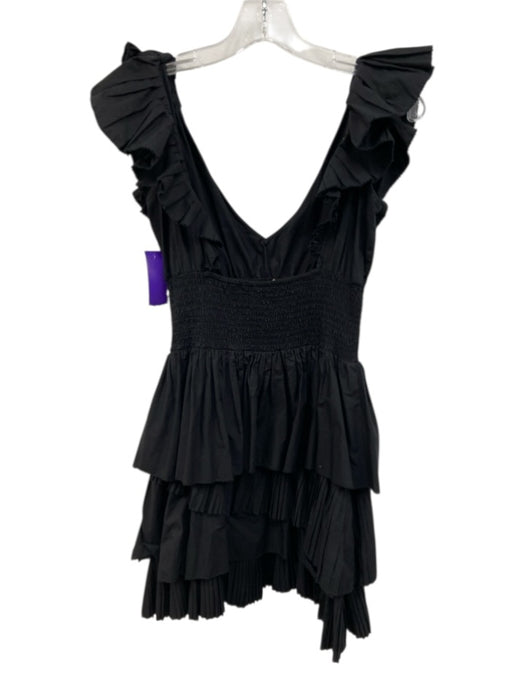 Love The Label Size XS Black Cotton Tiered Accordion Pleats Smocked Waist Dress Black / XS