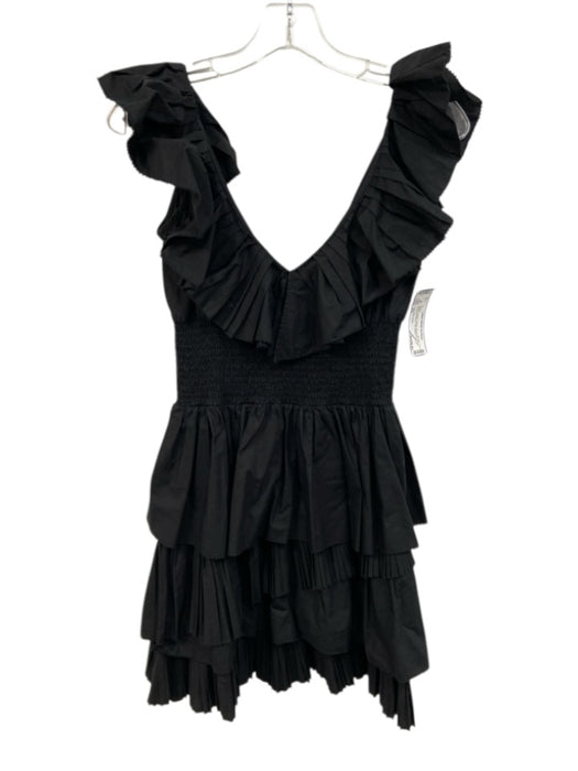 Love The Label Size XS Black Cotton Tiered Accordion Pleats Smocked Waist Dress Black / XS