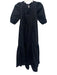 Zara Size XS Black Cotton Pockets Puff Sleeve Tiered Keyhole Back Dress Black / XS