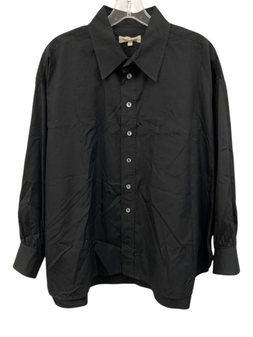 Suzie Kondi Size S Black Cotton Button Up Long Sleeve Chest Pocket Top Black / S