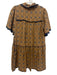 Pilcro Size S Tan & blue Viscose & Polyamide Lace Trim Button Detail Mini Dress Tan & blue / S