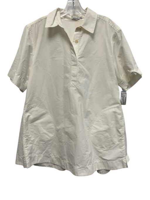 Simkhai Size XS White Cotton & Polyamide Button Detail Short Sleeve Mini Dress White / XS