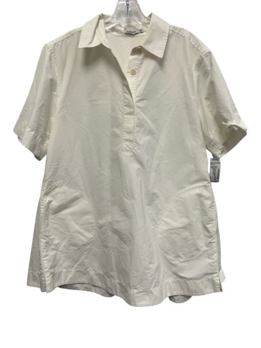 Simkhai Size XS White Cotton & Polyamide Button Detail Short Sleeve Mini Dress White / XS