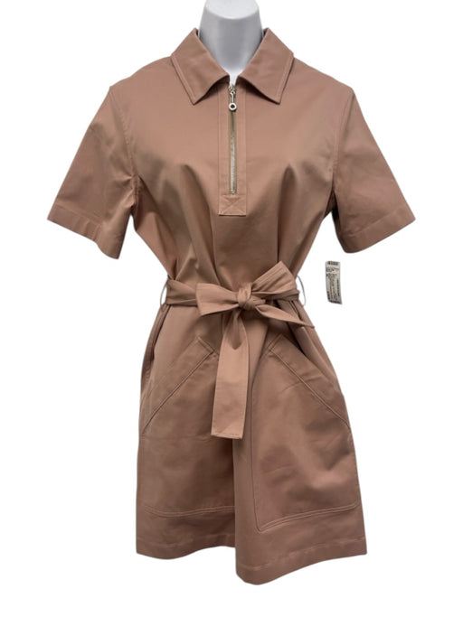 Hermes Size 40 Mauve Pink Cotton Zip Detail Pockets Tie Belt Dress Mauve Pink / 40