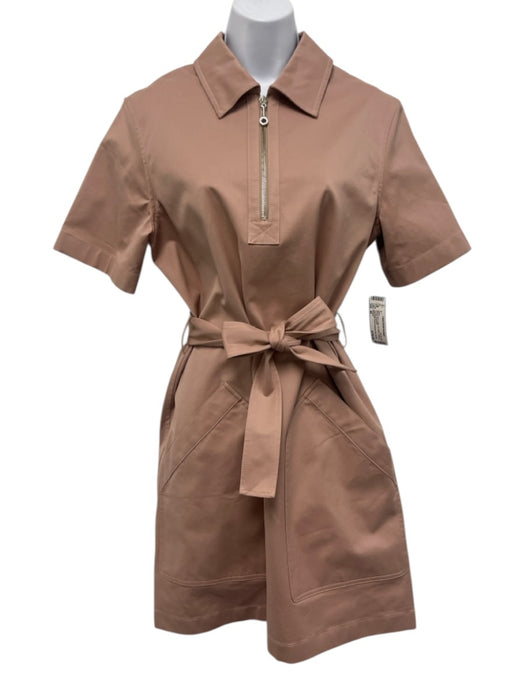 Hermes Size 40 Mauve Pink Cotton Zip Detail Pockets Tie Belt Dress Mauve Pink / 40