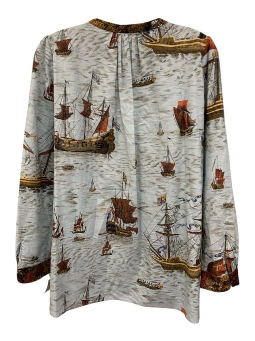 La Prestic Ouiston Size 3 Light Blue & Multi Cotton & Lyocell Button Up Top Light Blue & Multi / 3