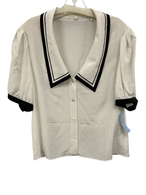 Frame Size L White & Black Silk Button Up Polka Dot Cropped Top White & Black / L