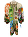 Alemais Size 8 Cream & Multi Flax & Cotton Button Front Tropical Print Dress Cream & Multi / 8