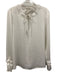 Lafayette 148 Size L White Polyester Ruffle Tie Detail Split V neck Top White / L