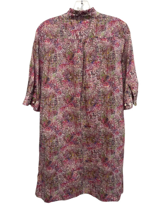 Ann Mashburn Size L Pink & Multi Cotton Button Detail Floral Print Dress Pink & Multi / L