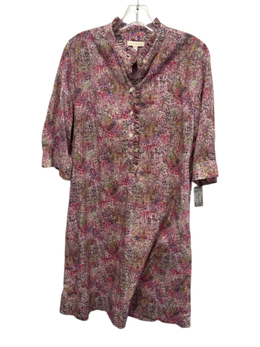 Ann Mashburn Size L Pink & Multi Cotton Button Detail Floral Print Dress Pink & Multi / L
