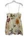 Zara Size M Cream & Multi Cotton Sleeveless Bubble Hem Spaghetti Strap Dress Cream & Multi / M
