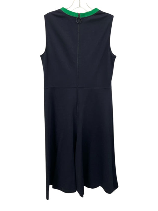 Akris Punto Size 12 Navy & Green Viscose & Polyamide Sleeveless Back Zip Dress Navy & Green / 12