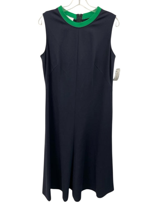 Akris Punto Size 12 Navy & Green Viscose & Polyamide Sleeveless Back Zip Dress Navy & Green / 12