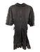 Ganni Size 44 Black Wash Cotton Ruched Mini Dress Black Wash / 44