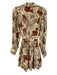 Ulla Johnson Size 12 Cream & Multi Silk Button Front Tie belt Long Sleeve Dress Cream & Multi / 12