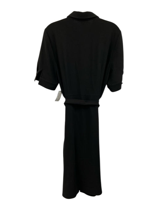 Lafayette 148 Size 10 Black Acetate & Polyester Button Front Tie belt Dress Black / 10