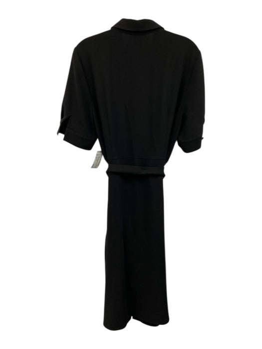 Lafayette 148 Size 10 Black Acetate & Polyester Button Front Tie belt Dress Black / 10