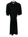 Lafayette 148 Size 10 Black Acetate & Polyester Button Front Tie belt Dress Black / 10