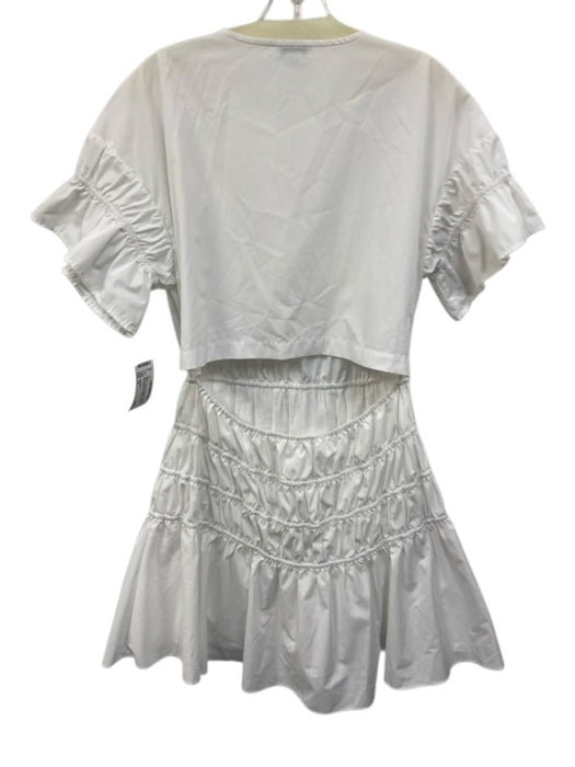 Jason Wu Size 12 White Cotton & Polyester Tie Detail Back Cut Out Gathered Dress White / 12