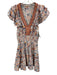 Poupette St. Barth Size M White & Multi Viscose floral print V Neck Ruffle Dress White & Multi / M