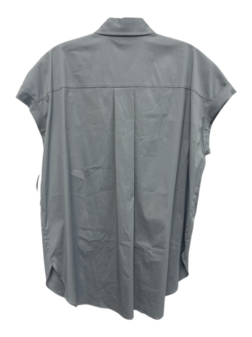 Brunello Cucinelli Size L Slate Blue Cotton & Poliamide Cap Sleeve Top Slate Blue / L