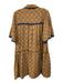 Pilcro Size L Tan & blue Viscose & Polyamide Button Detail Short Sleeve Dress Tan & blue / L