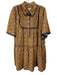 Pilcro Size L Tan & blue Viscose & Polyamide Button Detail Short Sleeve Dress Tan & blue / L