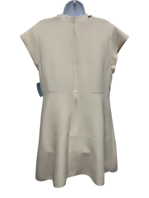 Valentino Size 48 Cream & Multi Silk Embroidered Back Zip Cap Sleeve Mini Dress Cream & Multi / 48