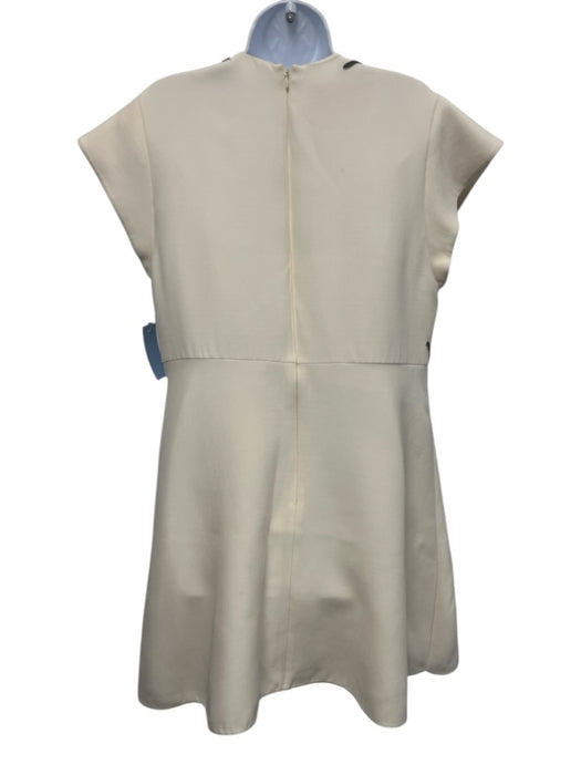 Valentino Size 48 Cream & Multi Silk Embroidered Back Zip Cap Sleeve Mini Dress Cream & Multi / 48