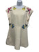 Valentino Size 48 Cream & Multi Silk Embroidered Back Zip Cap Sleeve Mini Dress Cream & Multi / 48