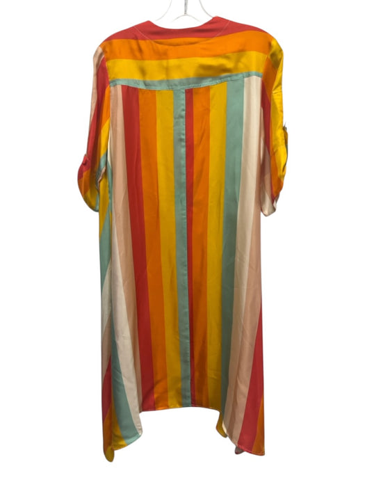 La Prestic Ouiston Size 1 Multicolor Silk Striped Button Detail Dress Multicolor / 1