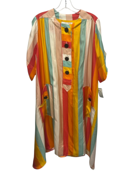 La Prestic Ouiston Size 1 Multicolor Silk Striped Button Detail Dress Multicolor / 1