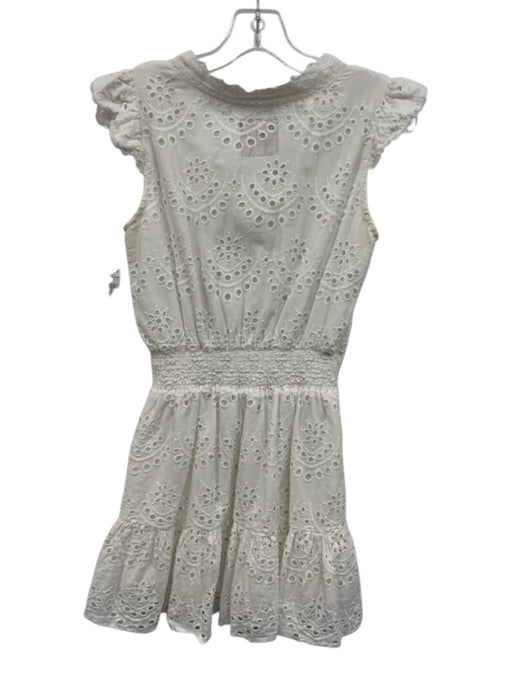 Bell Size XS White Cotton Cap Sleeve Tassel Tie Detail Broderie Anglaise Dress White / XS